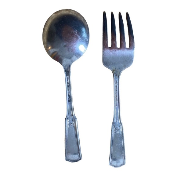 VINTAGE Silver Baby Fork and Spoon - Picture 2 of 3